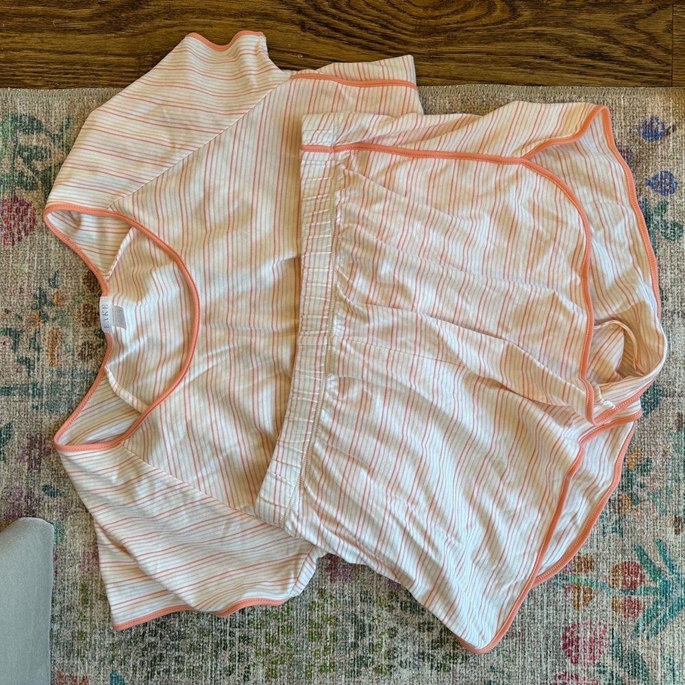 Striped Pajama Set with Orange Trim